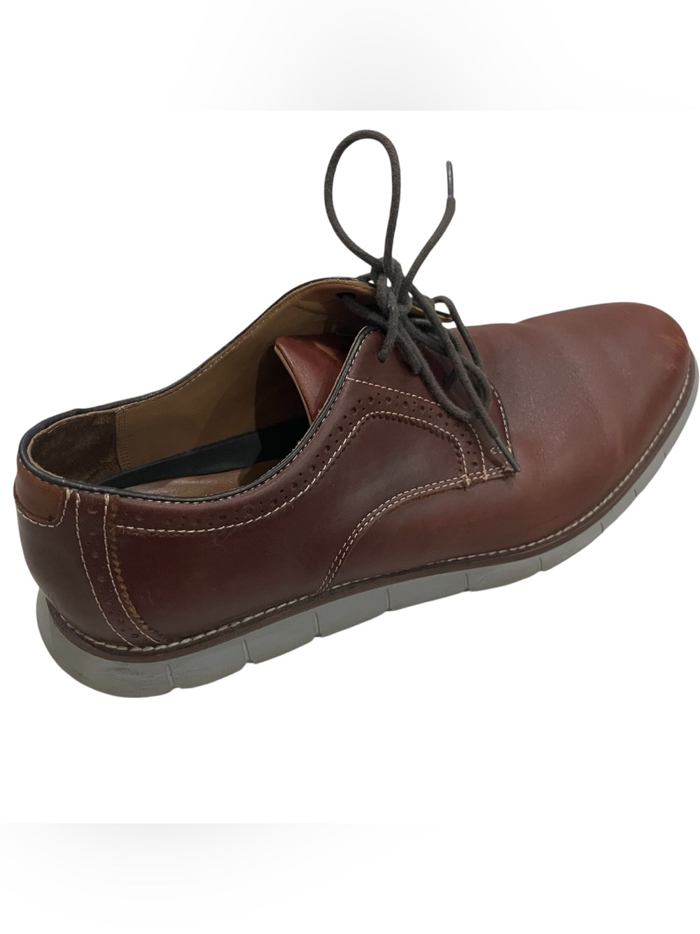Johnston & Murphy Holden Plain Toe Oxford Dress Shoe Mahogany Leather Mens 11